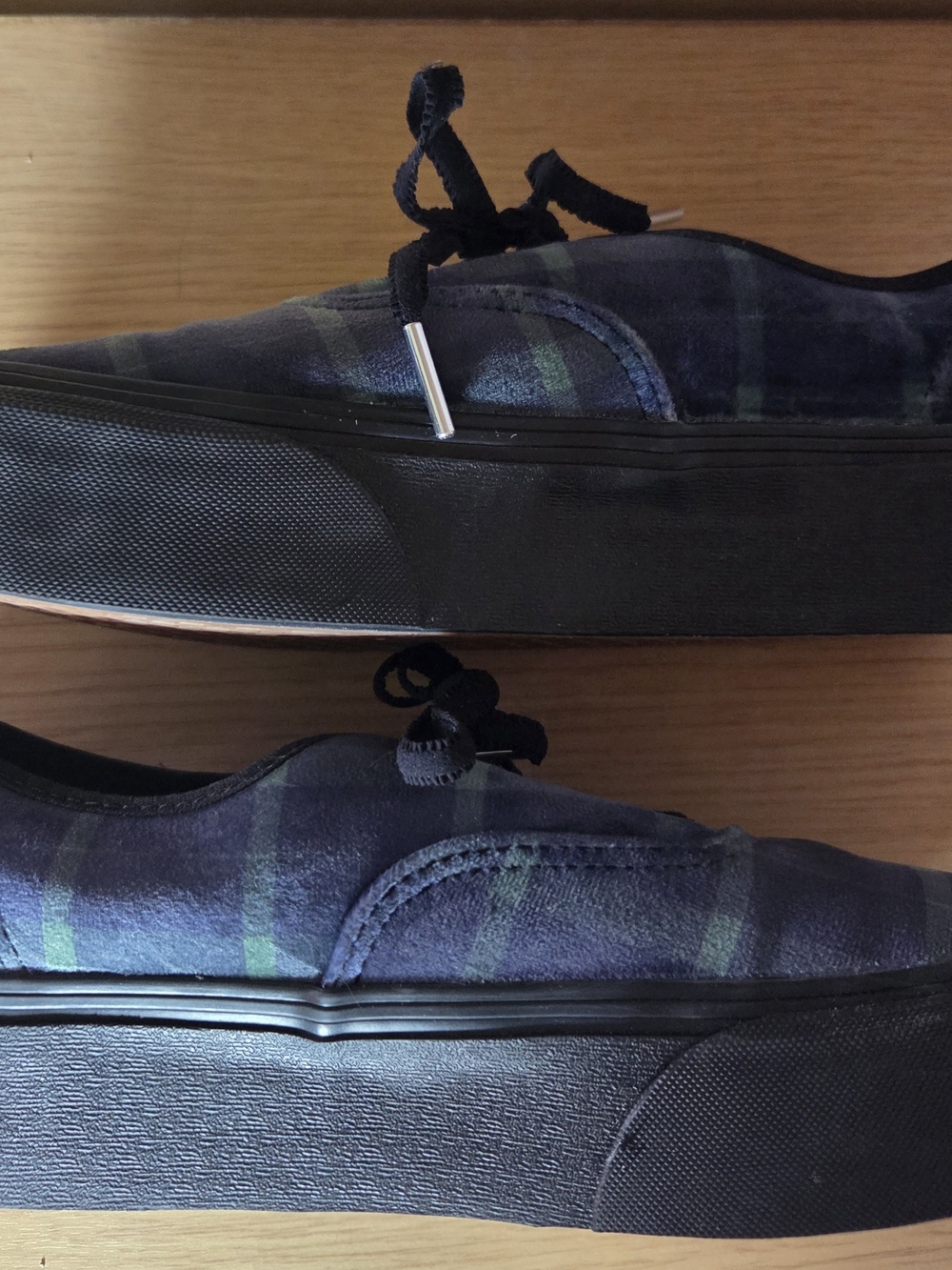 Vans Black and Navy Plaid Canvas Low-Top Sneakers